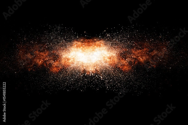 Fototapeta Abstract orange powder explosion isolated on black background	
