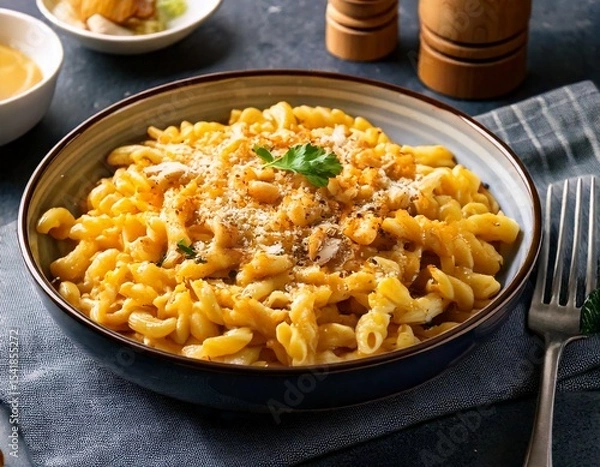 Obraz カシューナッツソースのヴィーガンマカロニ＆チーズ（Vegan Macaroni and Cheese with Creamy Cashew Sauce）
