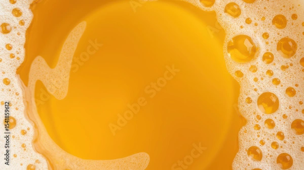 Fototapeta Golden liquid with frothy bubbles creates refreshing and inviting appearance, perfect for beverage enthusiasts
