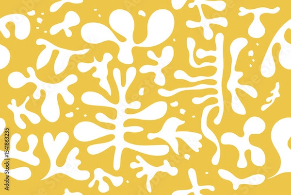 Fototapeta Seamless pattern with abstract organic shapes. Minimalist boho style. Wavy liquid distorted shapes