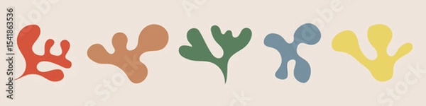 Fototapeta abstract organic shapes. Set. Vector flat background in minimalist boho style. Wavy liquid distorted shapes