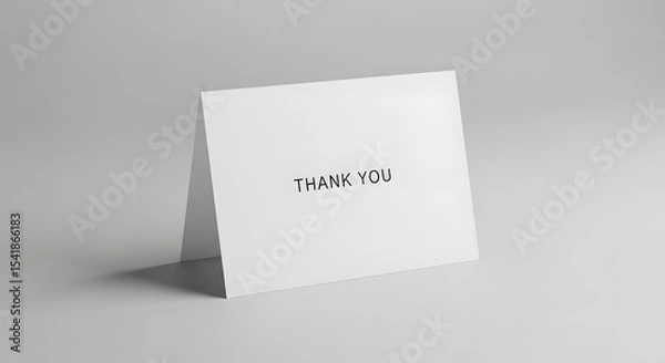 Fototapeta Minimalist thank you card displayed on a neutral background.