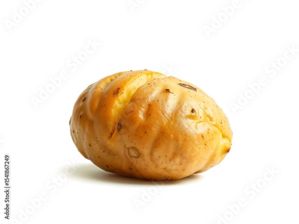 Fototapeta Roasted potato with golden brown skin, isolated on white, ideal for food or ingredient concepts. Generative AI