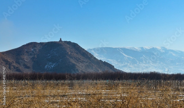 Obraz scenic view of Saripap mountain and snow covered Gegham ridge (Ararat region, Armenia)