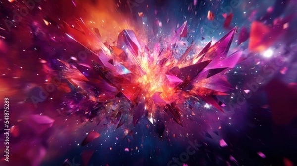 Obraz Abstract explosion of vibrant crystals (1)