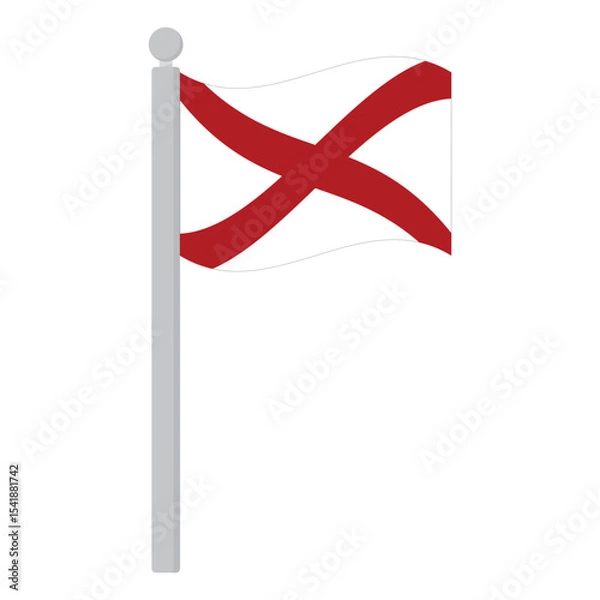 Fototapeta Alabama flag waving with flagpole. Flag of Alabama on flagpole.