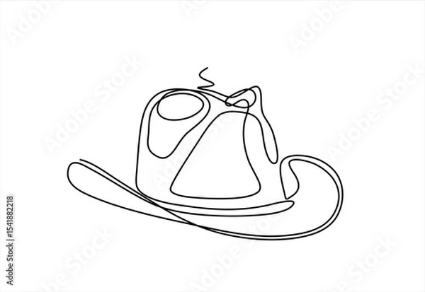Obraz Continuous single drawn one line men hat, one line drawing of cowboy hat. Hand drawn one line vector. Editable stroke