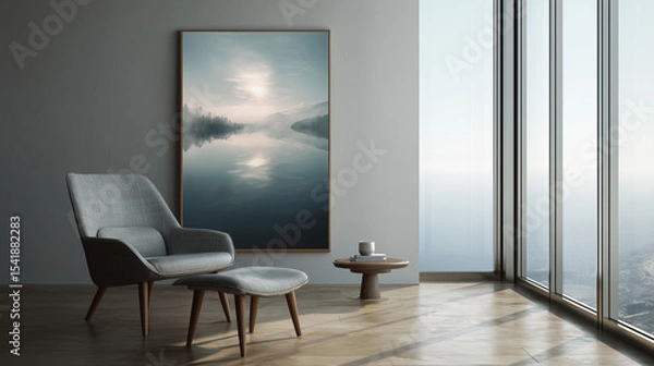 Fototapeta mock up poster frame in hipster interior background scandinavian style 3d render