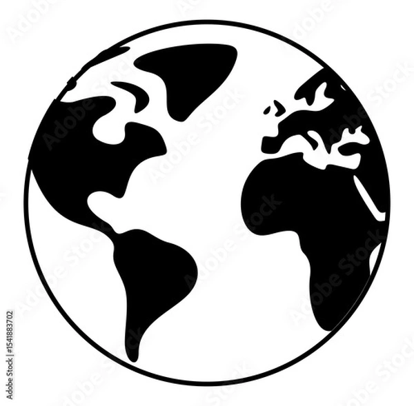 Fototapeta Planet earth rotates around itself or its axis. Globe, hemisphere, planetary and orbiting, illustration