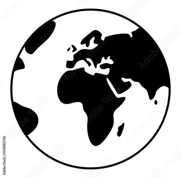Fototapeta Planet earth rotates around itself or its axis. Globe, hemisphere, planetary and orbiting, illustration