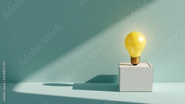 Obraz Bright idea on a light teal backdrop