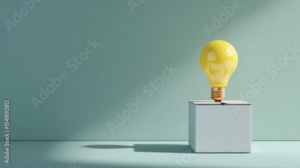 Obraz Lightbulb atop a box, representing innovation and ideas