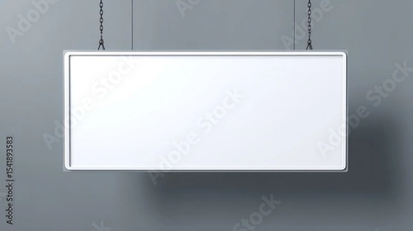 Obraz Blank white rectangular sign hanging from chains