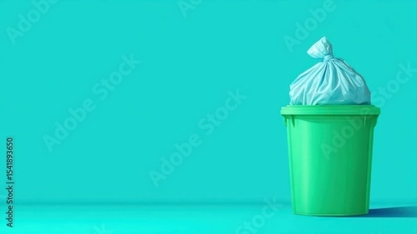 Obraz Trash can with a filled bag