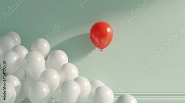 Obraz Single red balloon amongst many white balloons (2)
