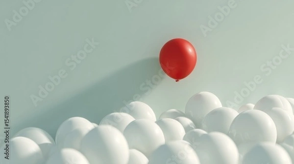 Obraz Single red balloon amidst many white balloons