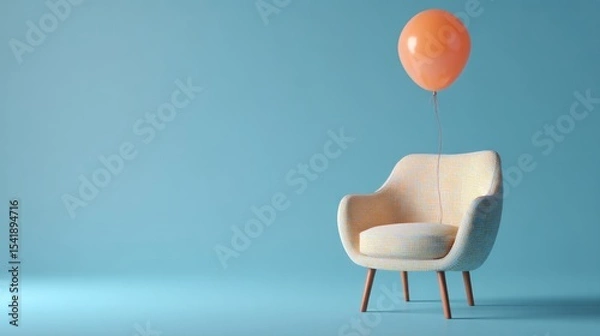 Obraz Empty armchair with balloon, pastel colors