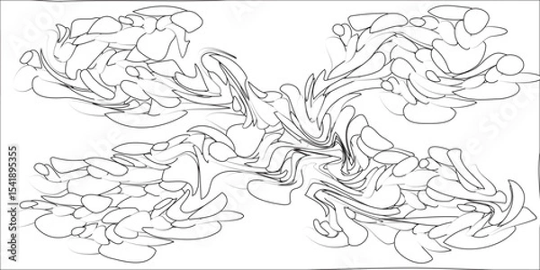 Obraz Hand-drawn vector art set of cartoon animals, nature, and fairy tale elements for colouring book design