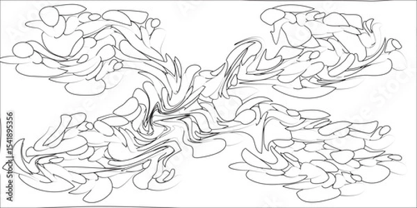 Obraz Vector illustration pattern of a tree with roots drawing cartoon art sketch design nature