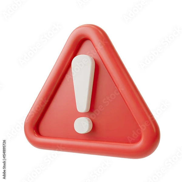 Fototapeta Red warning sign attention icon alert symbol caution danger exclamation mark important notification error 3d