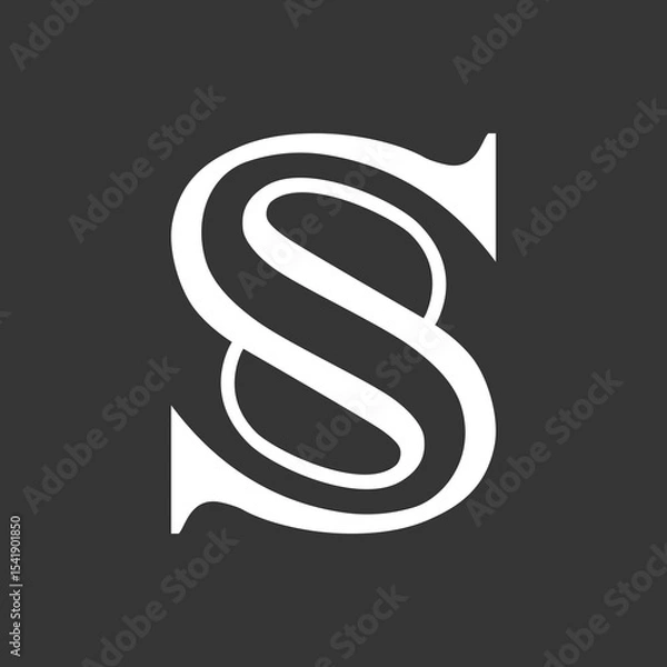 Fototapeta the logo unite of the letters S 8 or 8 S. Outline, unique and elegant.