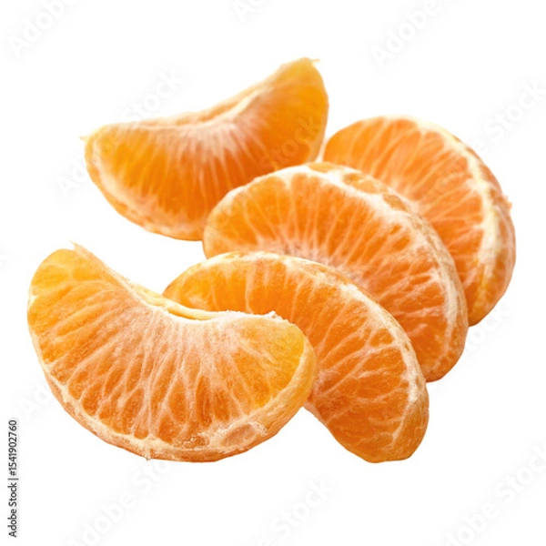 Fototapeta Vibrant Orange Segments Arranged Attractively Isolated on White Background

