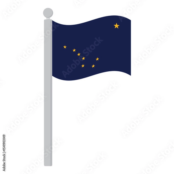 Fototapeta Alaska flag waving with flagpole. Flag of Alaska on flagpole.