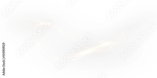 Fototapeta Glowing golden beam curves with sparkle and twirl in a dynamic, futuristic flare. Perfect for vector light effects, magic, and luxury visuals with a transparent background.