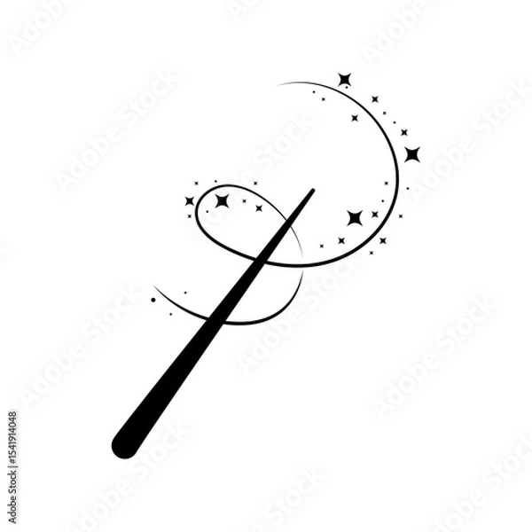 Obraz Black magic wand icon, magic focus and dreams symbol on white