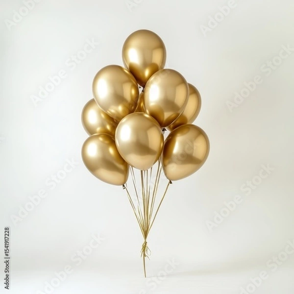 Obraz Bunch of gold balloons isolated on white background