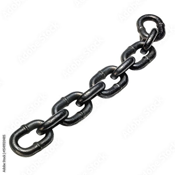 Fototapeta Strong Black Metal Chain Links Isolated on Black Background
