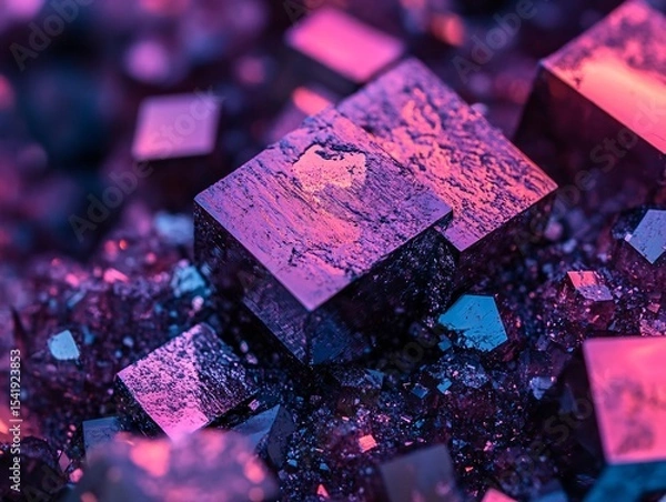 Obraz Vibrant pyrite crystals display mineral showcase geology exhibit artistic environment close-up view nature's gem