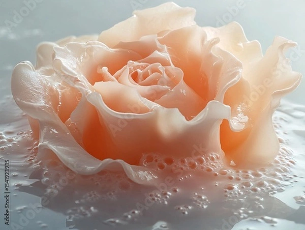 Obraz Fluid artistry dreamy milk splash rose creation in soft tones serene studio setting captivating visuals
