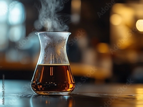 Obraz Crafting slow drip cold brew coffee glass carafe setup cozy home atmosphere warmth and aroma unleashed inviting ambiance