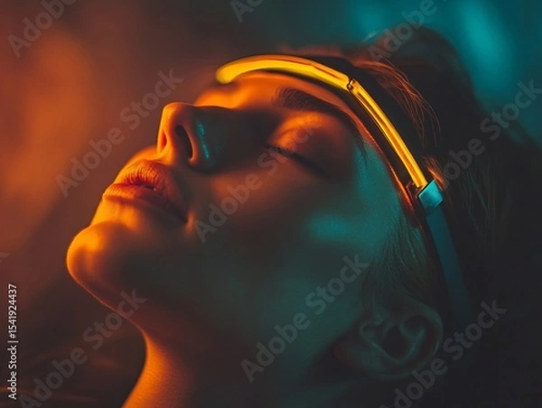 Obraz Ethereal meditation scene studio portrait photography calm atmosphere close-up view conceptual art