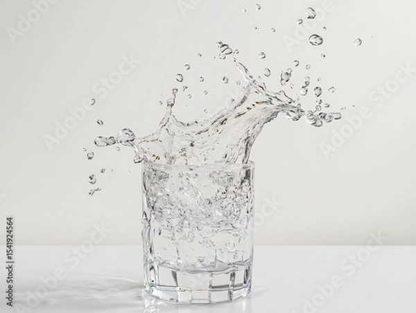 Obraz Dynamic water splashing in a glass captured in a studio setting high-speed photography creative focus