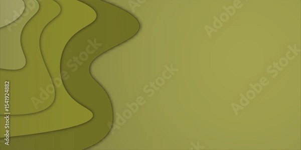 Fototapeta Abstract Yellow and Brown Wave Background with Layered Paper Cut Style

