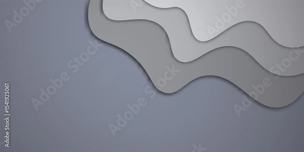 Fototapeta Abstract Gray Layered Paper Cut Background with Organic Curves