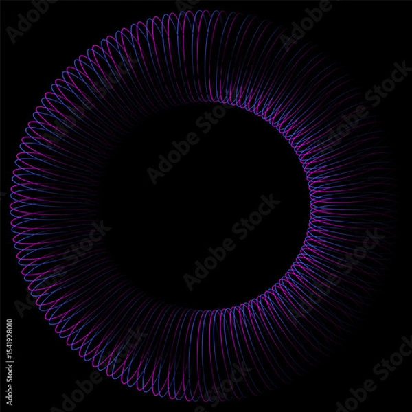 Fototapeta Abstract spiral circle on black background, vector illustration.