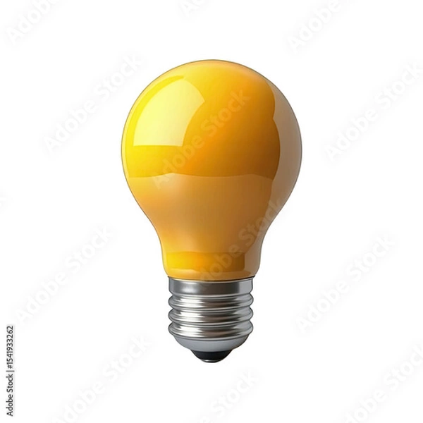 Fototapeta Isolated yellow light bulb on black background for energy saving and creative idea generation concept