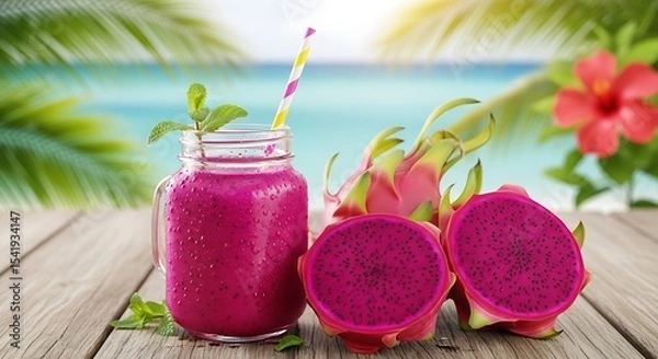 Obraz Tropical Dragon Fruit Elixir: A Taste of Paradise
