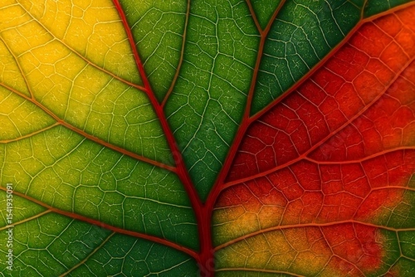 Obraz Botanical Tapestry: Chromatic Gradients in Leaf Veins