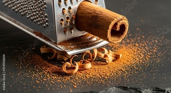 Obraz Cinnamon Shavings: Aromatic Spice Detail