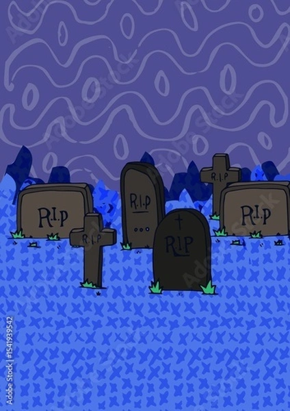 Obraz Graphic image of tombstones and crosses