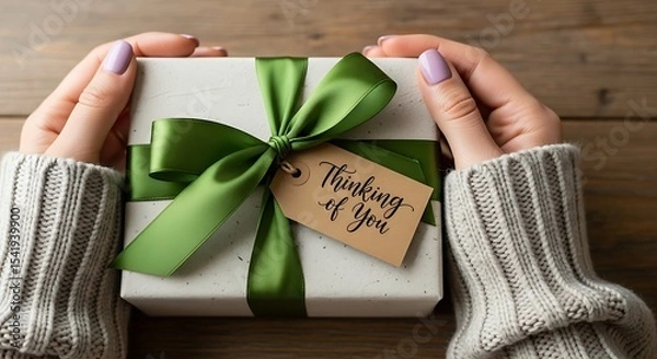 Obraz A Thoughtful Gesture: Hand-Held Gift with Sentimental Tag