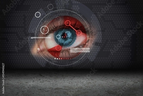 Fototapeta Security interface scanning eye