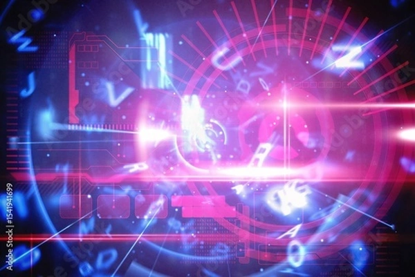 Fototapeta Blue and red technology interface