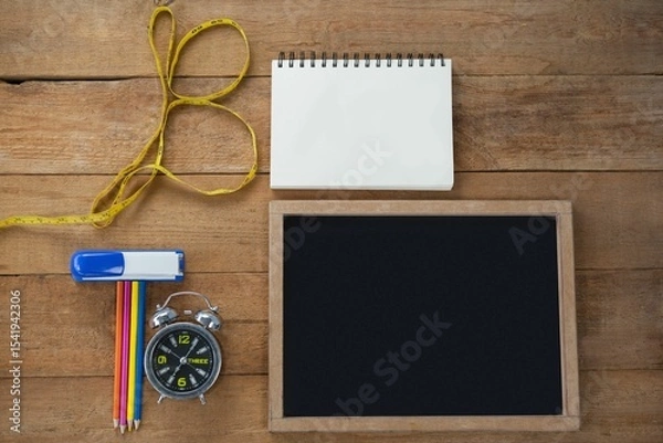 Obraz Overhead view of chalkboard with equipment