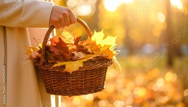 Obraz Tranquil Autumnal Scene with Fallen Leaves