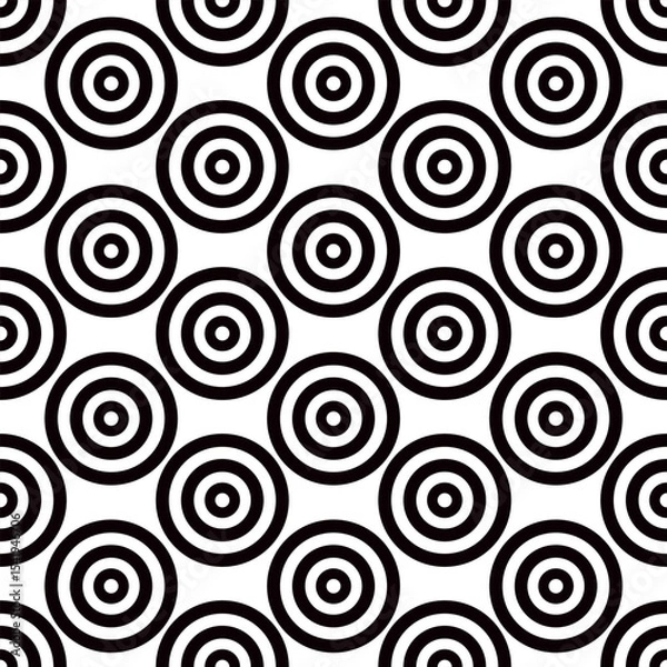 Obraz Abstract multiple circles lined horizontally  seamless pattern, minimalist simple hand drawn vector illustration, decorative monochrome texture, repeat ornament for textile, gift paper